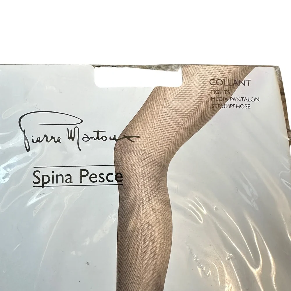 Pierre Mantoux Tights Herringbone Grey Black 90s Italian Deadstock Medium NIP